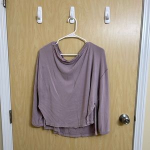 Free people off the shoulder lilac colored sweater. Lightly worn